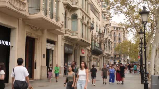 España Barcelona Septiembre 2023 Paseo Gracia Una Las Principales Avenidas — Vídeos de Stock