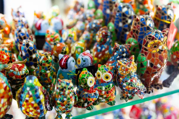 Colored Mosaic Figures Souvenirs Barcelona Store — Stock Photo, Image