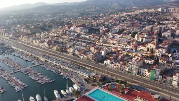 Vista Panorámica Aérea Ciudad Costera Masnou Cataluña España — Vídeos de Stock