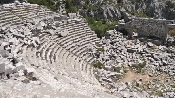 Malerische Landschaft Mit Blick Auf Die Ruinen Des Römischen Amphitheaters — Stockvideo