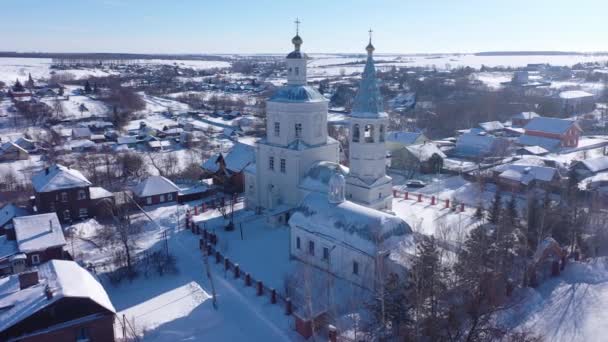 Ville Venev Vue Aérienne Église Épiphanie Russie Séquence Vidéo