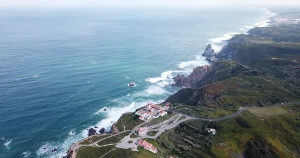 Cabo Roca Világítótorony Portugál Farol Cabo Roca Legnyugatibb Európai Kiterjedésű — Stock videók
