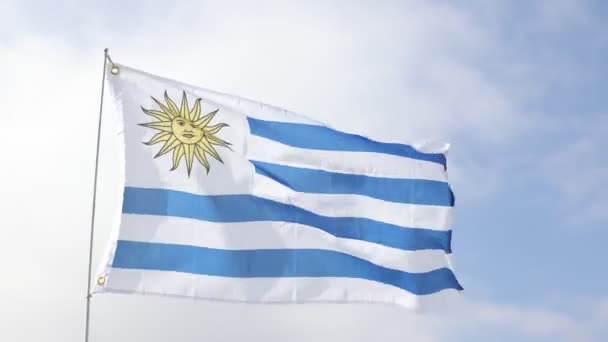 Bandeira Uruguai Fundo Céu Imagens Alta Qualidade — Vídeo de Stock