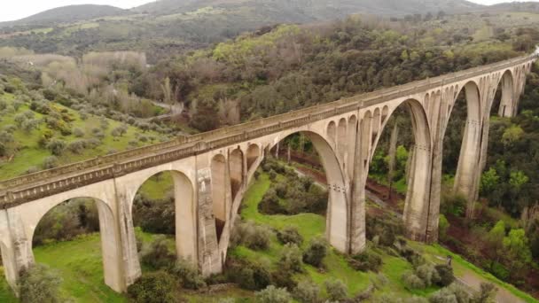 Vista Gran Estructura Del Viaducto Arqueado Situado Una Zona Pintoresca — Vídeos de Stock