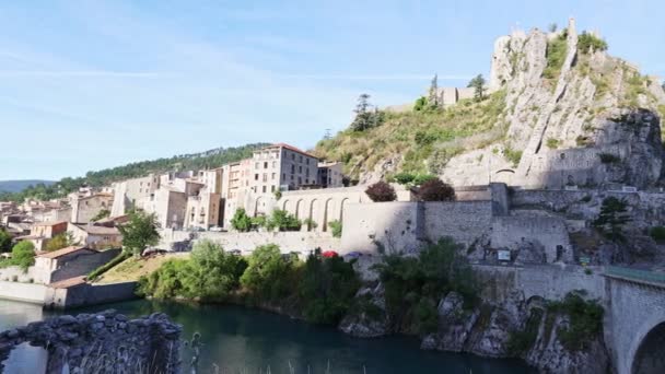 Sisteron Kalesi Onun Yaz Aylarındaki Tahkimatları Durance Vadisi Alpes Haute — Stok video