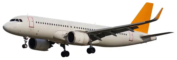 Blick Auf Das Passagierflugzeug Isoliert Auf Weißem Hintergrund Hochwertiges Foto — Stockfoto
