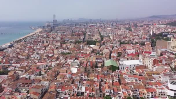 Veduta Aerea Della Città Spagnola Badalona Barcellona Spagna Filmati Alta — Video Stock