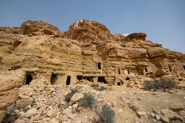 Stock image Panoramic view of Berber mountain village Ghomrassen in southern Tunisia