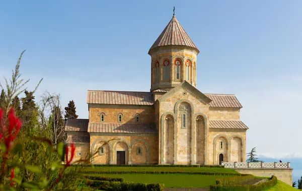 stock image Scenic view of Monastery at Bodbe in Georgia at spring morning