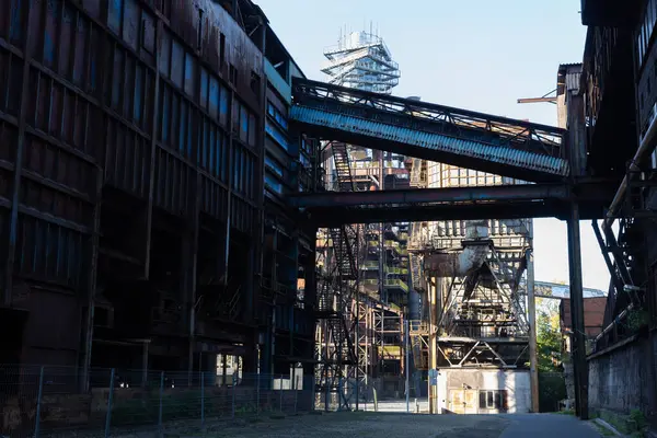 stock image Closed metallurgical plant in Lower Vitkovice, part of famous tourist industrial complex, Ostrava, Czech Republic