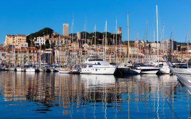 Image of harbour and old city at the French Riviera, Cannes clipart