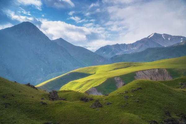 Stock image Mountain green valley sunshine. Nature landsape. 