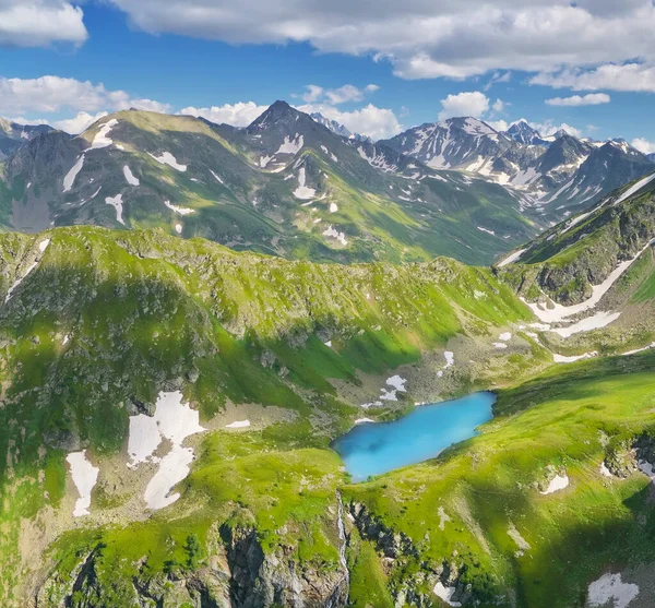 Paisaje Aéreo Hermoso Panorama Verano Montaña Del Cáucaso Skazka Del — Foto de Stock