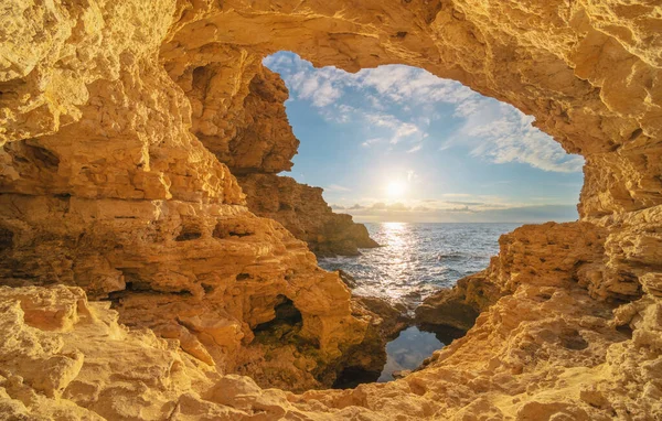 Dentro Gruta Mar Bela Composição Natureza Paisagem Marinha — Fotografia de Stock