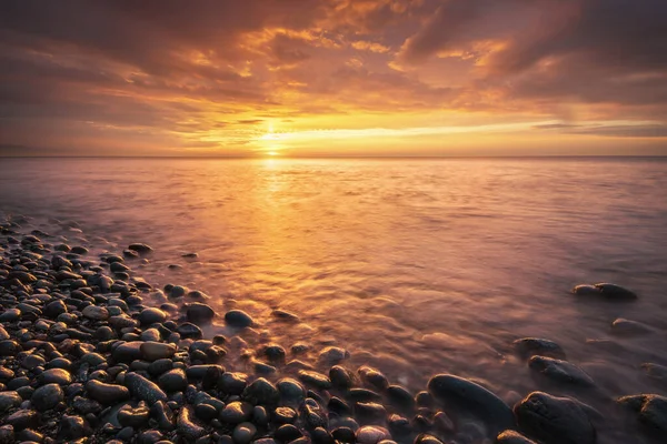 Episk Solnedgång Havet Vacker Natur Bakgrund Sammansättning — Stockfoto