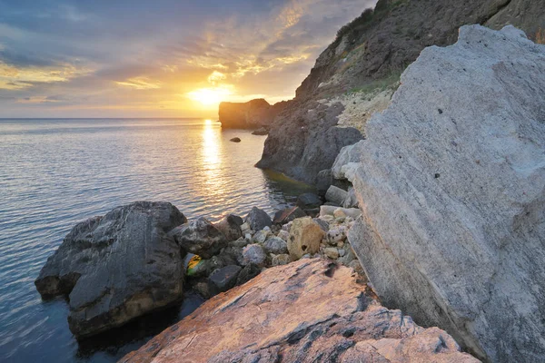 Vacker Havsutsikt Solnedgång Natur Komposition Naturens Sammansättning Stockfoto