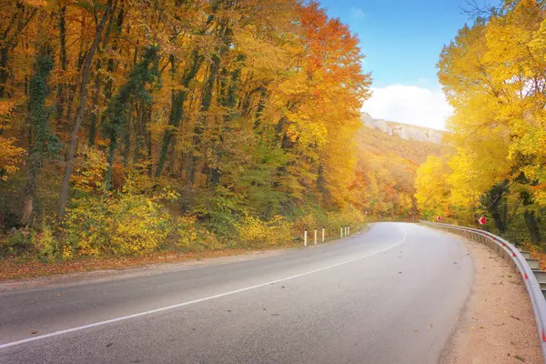 Dağda Sonbahar Yolu Güzel Doğa Manzarası Telifsiz Stok Fotoğraflar