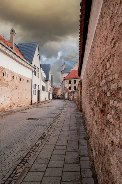Vilnius Eski Kasaba Ignoto Caddesi Eylül Sonbahar Belirtileri Seçici Odak — Stok fotoğraf
