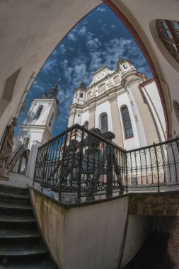 Vilnius 'taki Kilise Mirası Müzesi. Eski kasaba, Litvanya. Fisheye vuruldu..