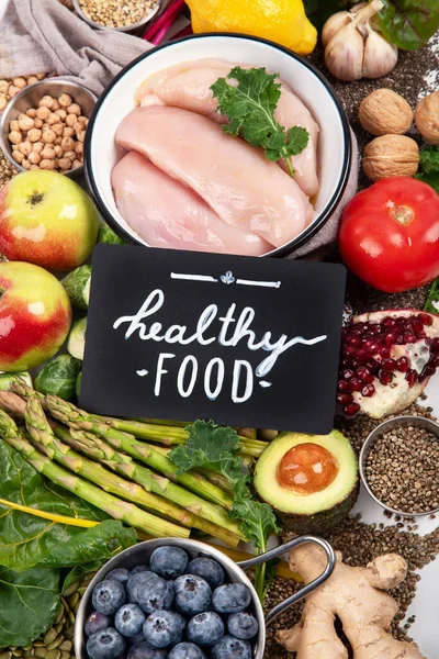Vyvážená Strava Potraviny Pozadí Výživa Čisté Pojetí Jídla Dietní Plán — Stock fotografie