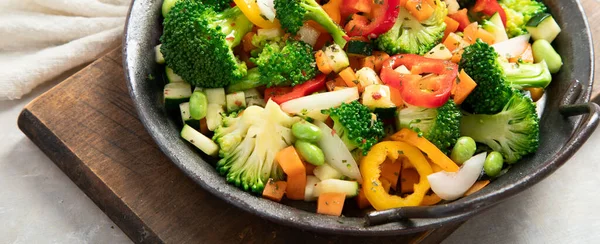 Vegetariano Salteado Concepto Comida Vegana Panorama Estandarte —  Fotos de Stock