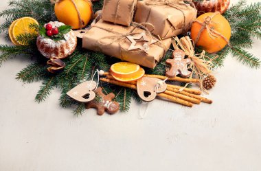 Noel ve Yeni Yıl tatili konsepti, üst manzara