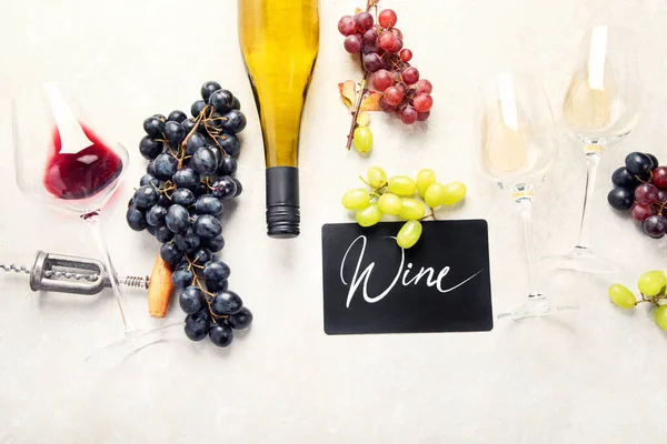 Weinprobe Ein Overhead Foto Von Gläsern Mit Rot Und Weißwein — Stockfoto