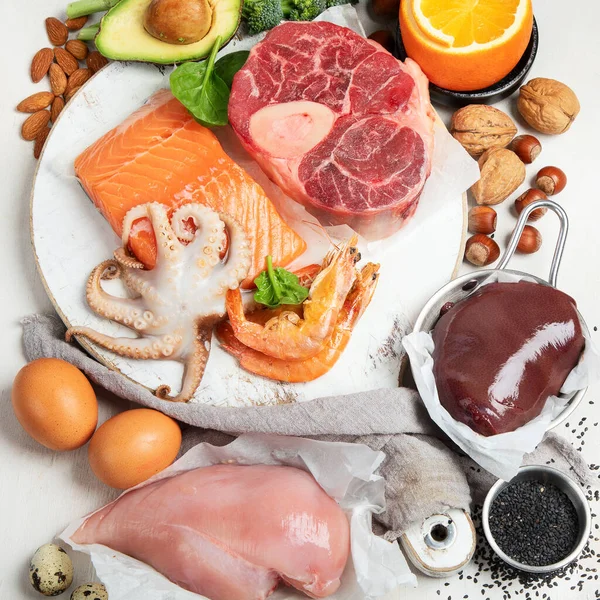 Composition Food Contains Coenzyme Q10 Antioxidant Produce Energy Cell Products — Stockfoto