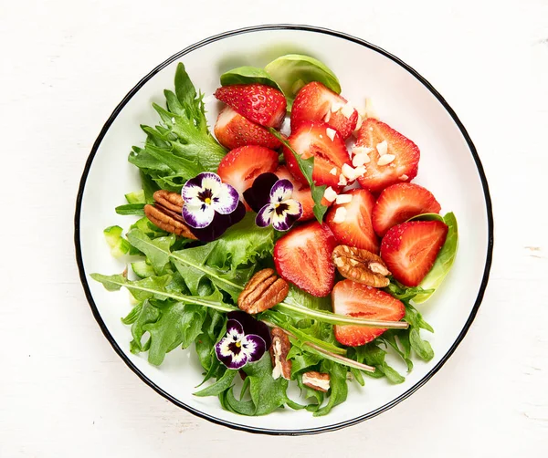 Tavaszi Zöldség Saláta Finom Egészséges Étel Felülnézet — Stock Fotó