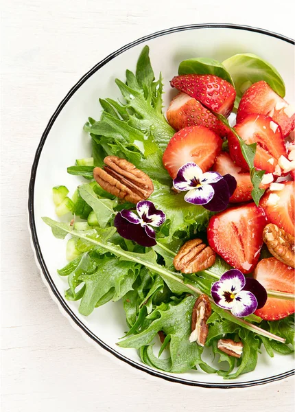 Bahar Sebze Salatası Lezzetli Sağlıklı Yiyecekler Üst Görünüm Boşluk Kopyala — Stok fotoğraf