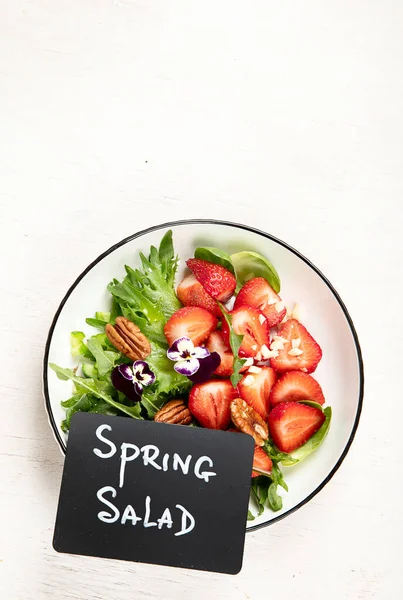 Salada Legumes Primavera Comida Saudável Saborosa Vista Superior Espaço Cópia — Fotografia de Stock