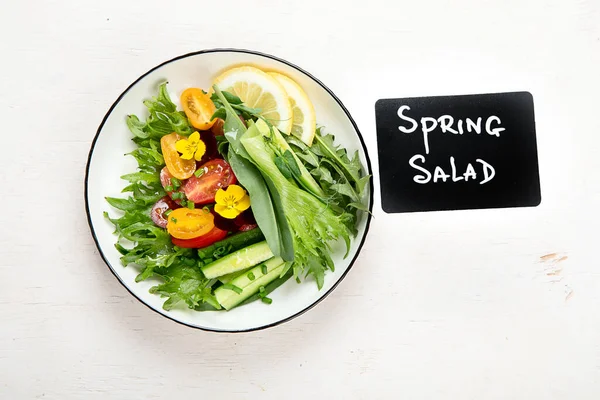Salada Legumes Primavera Comida Saudável Saborosa Vista Superior Cópia Spac — Fotografia de Stock