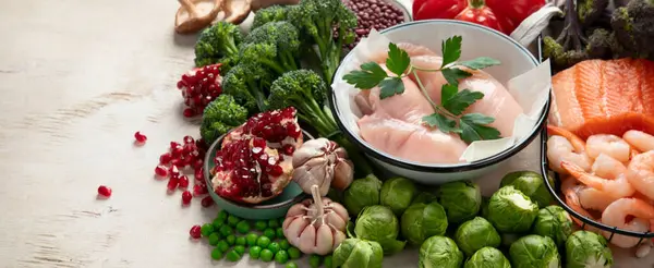 Fondo Alimenticio Dieta Equilibrada Selección Alimentos Saludables Concepto Desintoxicación Dieta Imagen De Stock