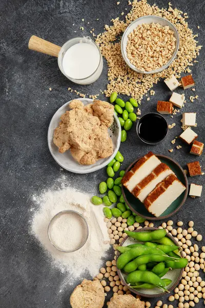 ブラックバックの大豆製品 ビーガン健康食品 トップビュー ロイヤリティフリーのストック写真