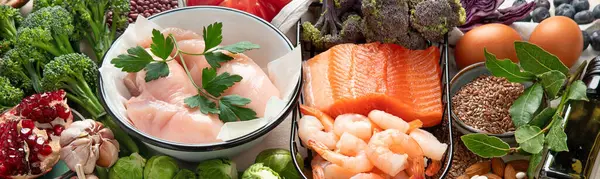 Kiegyensúlyozott Étrend Háttér Egészséges Ételválaszték Méregtelenítő Tiszta Diéta Koncepció Vitaminokban Stock Fotó
