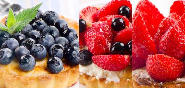 Tatlı ve taze meyveli börekler, yakın plan.