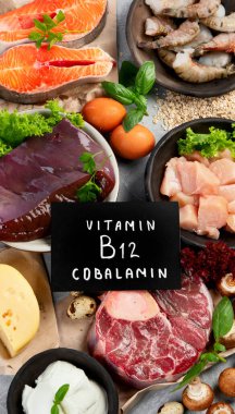 Uyku normalleşmesi için doğal B12 vitamini (Cobalamin) kaynakları; normal beyin fonksiyonlarının sağlanması; solunum sisteminin desteklenmesi; Alzheimer hastalığı tedavisi. Üst manzara, düz uzanma