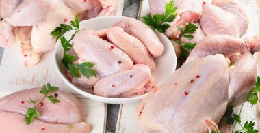 Farklı türde tavuk eti. Sağlıklı diyet yemekleri.