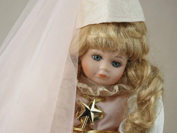 Vintage Porcelain Doll Fairy Magic Wand — Stock Photo, Image