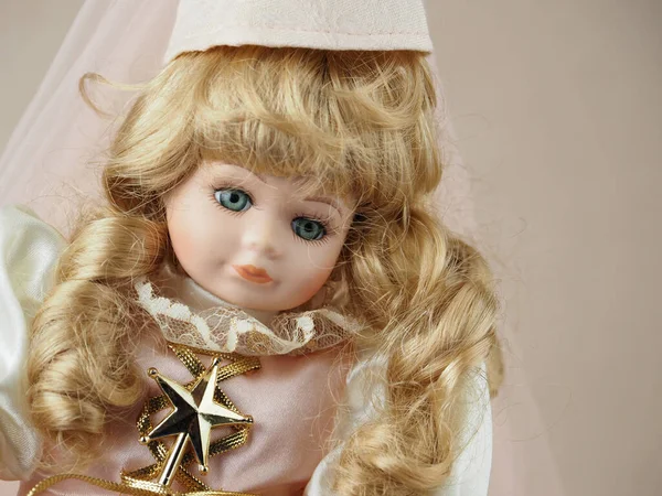 Porselen Antik Peri Boneka Dengan Tongkat Sihir — Stok Foto