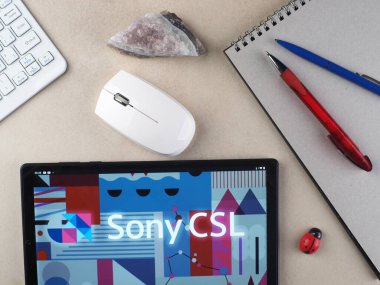 In this photo illustration, Sony Computer Science Laboratories, Inc. logo seen displayed on a tablet.