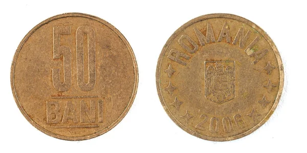 Dieser Foto Illustration Rumänische Bani 2006 Münze Auf Weißem Hintergrund — Stockfoto