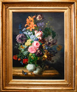 Large Framework Of Flowers With Roses. Oil on canvas. 1843. Creator: Paschinger, Anton (later Anton Josef), Vienna 1825 - 1900 VVienna