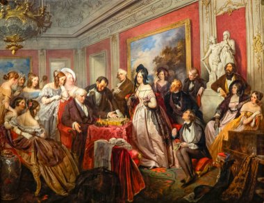 The Schachpartie. Oil on canvas. 1839. Creator: Josef Danhauser, Vienna 1805 -1845 Vienna