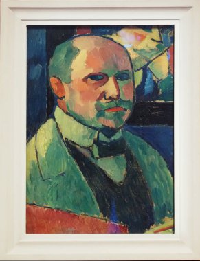 Selfportrait, oil on cardboard, laid down on canvas, 1912. Creator: Alexej von Jawlensky, Torxhok 1864 - 1941 Wiesbaden