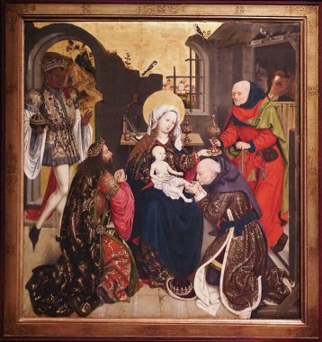 The Adoration of Magi. Panels from the former altarpiece in the Schottenkirche, Vienna, circa 1470.  Painting on oak. Creator: Master of the Schotten Altarpiece