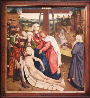 The lamentation Christi. Panels from the former altarpiece in the Schottenkirche, Vienna, circa 1470.  Painting on oak. Creator: Master of the Schotten Altarpiece