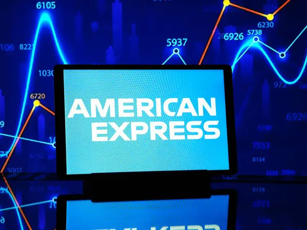 Германия Февраля 2024 Этой Фотоиллюстрации Логотип American Express Company Показан — стоковое фото