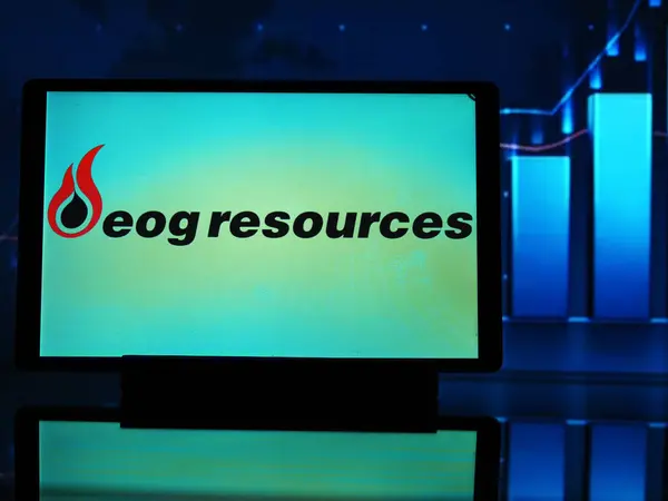 2024年4月3日 在这张图片中 Eog Resources Inc 的标识显示在平板电脑上 图库图片