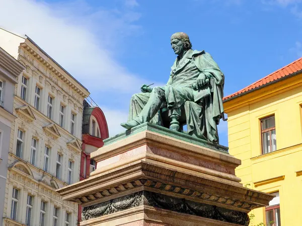 stock image Prague, Czech Republic - May 10, 2024: The monument to Joseph Jungmann by sculptor Ludwig Schimek was unveiled in 1878. Josef Jungmann (1773 - 1847) - Czech poet and philologist, was one of the figures who contributed to the revival of the Czech lang